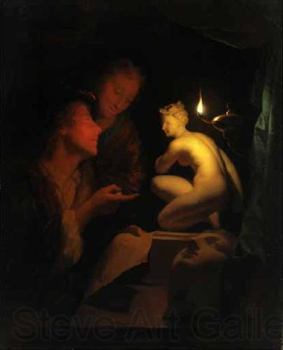 Godfried Schalcken Kunstbetrachtung bei Kerzenlicht Germany oil painting art